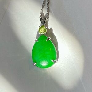 Jade green Peridot Necklace 925Silver